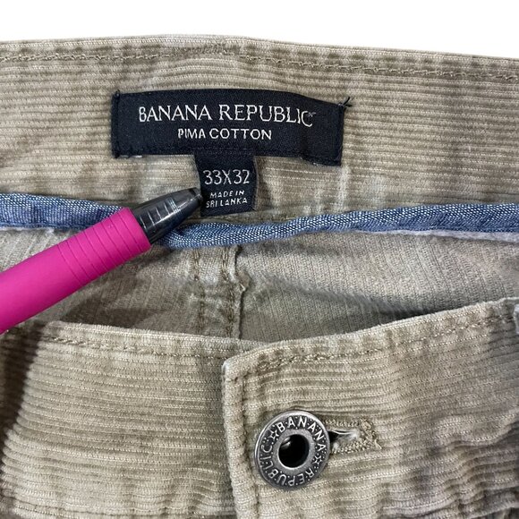 Banana Republic Corduroy Pants Men's Size 33x32 Brown Pima Cotton - Picture 6 of 6